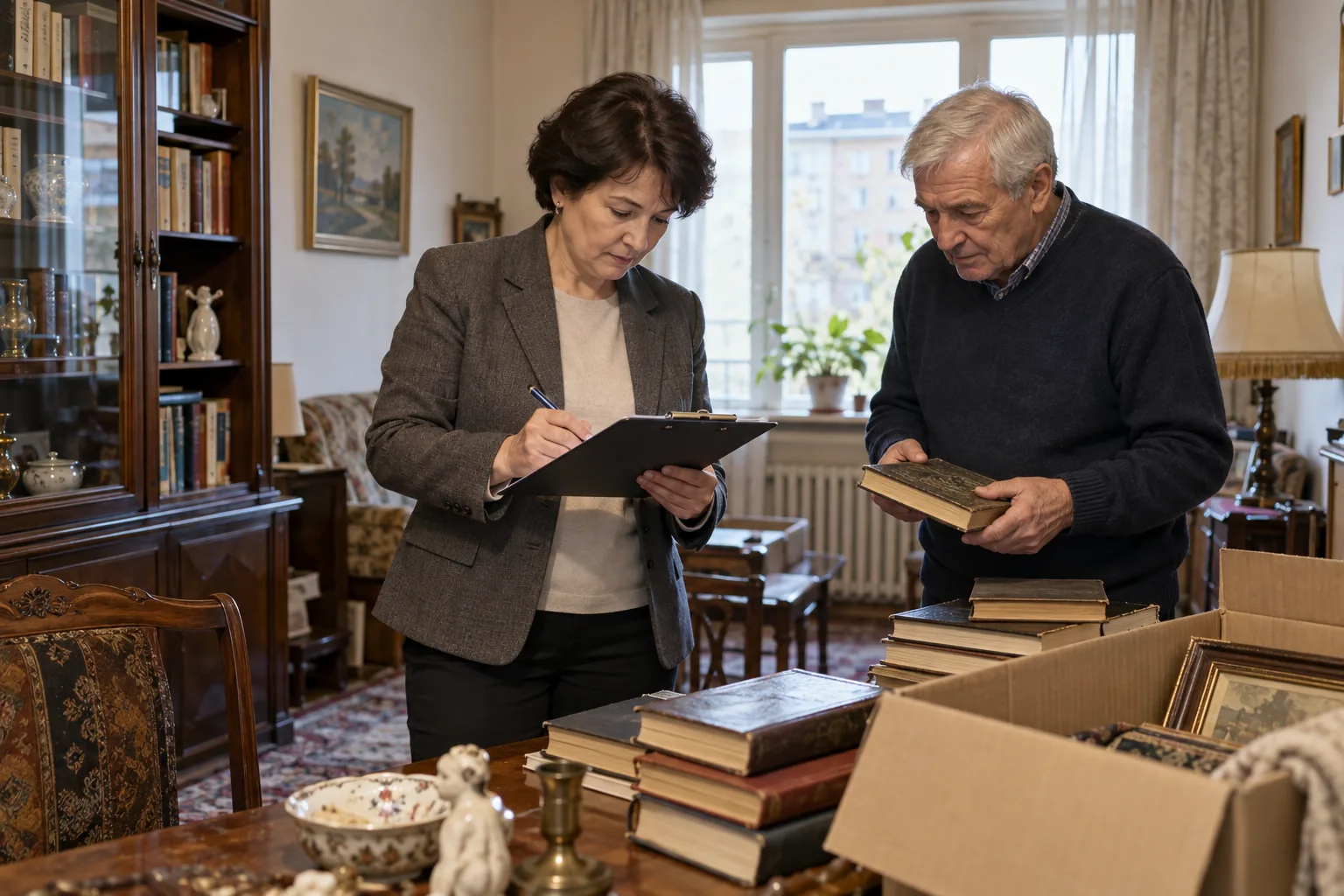 Представитель составляет опись имущества наследства в квартире